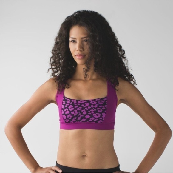 Lululemon Splendour Sports Bra Cheetah Ultra Violet Purple Size 10 Women’s - Picture 2 of 9